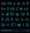 Line furniture icons set