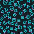 Line Fuse of electrical protection component icon isolated seamless pattern on black background. Melting breaking