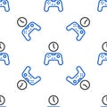 Line Gamepad of time icon isolated seamless pattern on white background. Time to play games. Game controller. Colorful Royalty Free Stock Photo