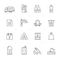 Line Garbage and rubbish icons