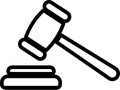 Line Gavel icon. Judge gavel icon. Auction hammer. Court tribunal symbol