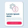 Line Gear with dollar symbol icon isolated on grey background. Business and finance conceptual icon. Colorful outline