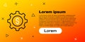 Line Gear with dollar symbol icon isolated on yellow background. Business and finance conceptual icon. Colorful outline