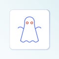 Line Ghost icon isolated on white background. Happy Halloween party. Colorful outline concept. Vector Royalty Free Stock Photo