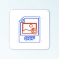 Line GIF file document. Download gif button icon isolated on white background. GIF file symbol. Colorful outline concept Royalty Free Stock Photo