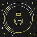 Line Glass bottle with magic elixir icon isolated on black background. Computer game asset. Colorful outline concept Royalty Free Stock Photo