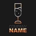 Line Glass of champagne icon isolated on black background. Merry Christmas and Happy New Year. Colorful outline concept Royalty Free Stock Photo