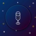 Line Glass of champagne icon isolated on blue background. Merry Christmas and Happy New Year. Colorful outline concept Royalty Free Stock Photo
