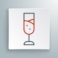 Line Glass of champagne icon isolated on white background. Merry Christmas and Happy New Year. Colorful outline concept Royalty Free Stock Photo