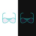 Line Glasses for the blind and visually impaired icon isolated on white and black background. Colorful outline concept