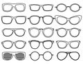 Line glasses icons. Wear fashion eyeglass, optical design sunglass, accessory object, vector illustration