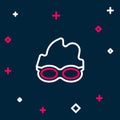 Line Glasses for swimming icon isolated on blue background. Swimming goggles. Diving underwater equipment. Colorful Royalty Free Stock Photo