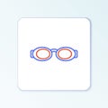 Line Glasses for swimming icon isolated on white background. Swimming goggles. Diving underwater equipment. Colorful Royalty Free Stock Photo