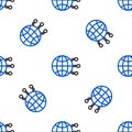 Line Global technology or social network icon isolated seamless pattern on white background. Colorful outline concept Royalty Free Stock Photo