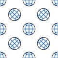 Line Global technology or social network icon isolated seamless pattern on white background. Colorful outline concept Royalty Free Stock Photo