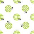 Line Global technology or social network icon isolated seamless pattern on white background. Vector Illustration Royalty Free Stock Photo