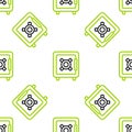 Line Gold exchange money icon isolated seamless pattern on white background. Money changer. Vector