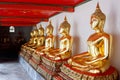 Golden Buddha Statues at Wat Pho, Bangkok Royalty Free Stock Photo