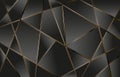 Line golden polygonal, Abstract Polygonal lines gold with dark black background, metal background, Polygonal lines template design Royalty Free Stock Photo