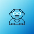 Line Grandfather icon isolated on blue background. Colorful outline concept. Vector