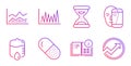 Line graph, Capsule pill and Trade infochart icons set. Instruction info, Drop counter and Time signs. Vector Royalty Free Stock Photo