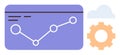 Data Analytics Dashboard with Line Graph, Gear, and Cloud for Technology and Process Optimization Royalty Free Stock Photo