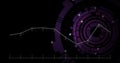 Line graph with data points over abstract purple and black circular image