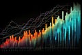 A line graph depicting different economic trends with colorful lines representing various data points.