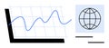 Global Data Analysis with a Line Graph and World Globe Representation Royalty Free Stock Photo