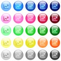 Line graph icons in color glossy buttons Royalty Free Stock Photo