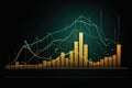 Line graph of income growth, timeline, arrows indicate the direction of the graph, vector