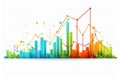 Line graph of income growth, timeline, arrows indicate the direction of the graph, vector