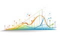 Line graph of income growth, timeline, arrows indicate the direction of the graph, vector