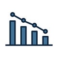 Line Graph line isolated vector icon can be easily modified and edit Royalty Free Stock Photo