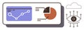 Data Analysis Visualization with Pie Chart, Line Graph, Cloud, and Eye Representing Artificial Intelligence Royalty Free Stock Photo