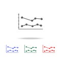 line graph type chart icon. Elements of chart and trend diagram multi colored icons. Premium quality graphic design icon. Simple i Royalty Free Stock Photo