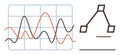 Line Graph with Wave Patterns and Minimalist Flowchart for Data Analysis Royalty Free Stock Photo