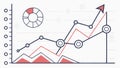 Line graph with world map data trend and global analysis tool Generative AI