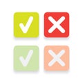 Line green check mark or check box icons set Royalty Free Stock Photo