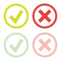 Line green check mark or check box icons set Royalty Free Stock Photo