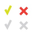 Line green check mark or check box icons set Royalty Free Stock Photo