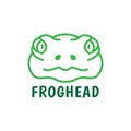 Line green face frog cartoon logo design vector graphic symbol icon illustration creative idea