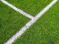 Line on green grass of futsal field or football field Royalty Free Stock Photo