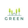 Line green home and park with trees logo design vector graphic symbol icon illustration creative idea Royalty Free Stock Photo