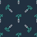 Line Hammer icon isolated seamless pattern on black background. Tool for repair. Vector