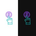 Line Hand holding coin icon isolated on white and black background. Dollar or USD symbol. Cash Banking currency sign Royalty Free Stock Photo