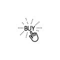 Line hand touch buy button icon on white background Royalty Free Stock Photo