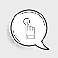 Line Hand touch and tap gesture icon isolated on grey background. Click here, finger, touch, pointer, cursor, mouse Royalty Free Stock Photo