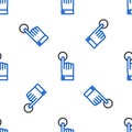 Line Hand touch and tap gesture icon isolated seamless pattern on white background. Click here, finger, touch, pointer Royalty Free Stock Photo