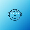 Line Happy little boy head icon isolated on blue background. Face of baby boy. Colorful outline concept. Vector Royalty Free Stock Photo